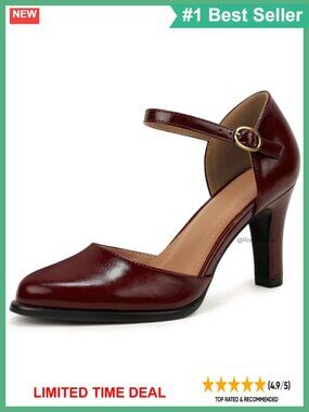 Womens Closed Toe Chunky High Heels D'Orsay Ankle Strap Dress Pumps